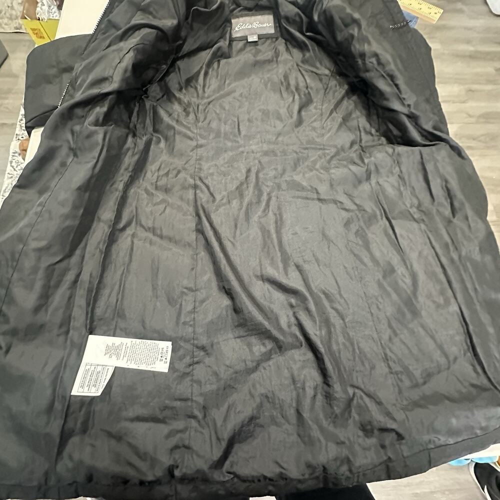 Eddie Bauer Wmn's EB550 Goose Down Puffer Coat Parka Hooded Fur Trim Black Sz S - Picture 8 of 11